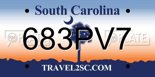 683PV7 South Carolina License Plate