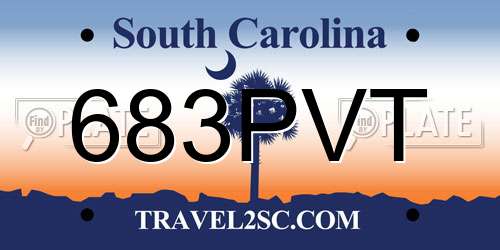683PVT South Carolina License Plate
