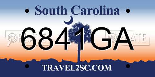 6841GA South Carolina License Plate