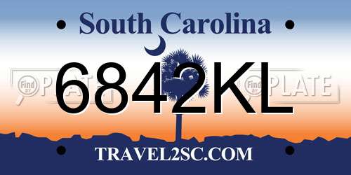 6842KL South Carolina License Plate