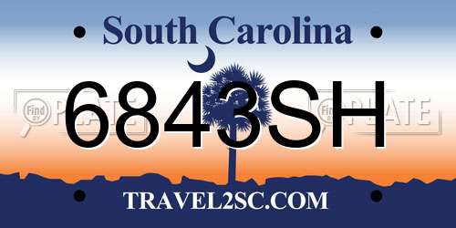 6843SH South Carolina License Plate