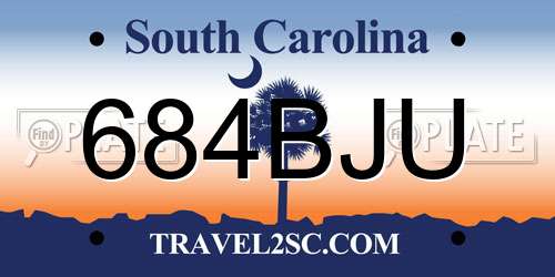 684BJU South Carolina License Plate