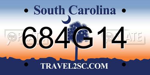684G14 South Carolina License Plate