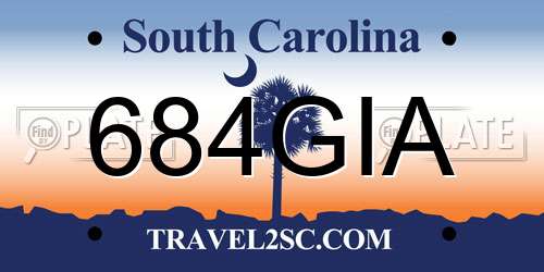 684GIA South Carolina License Plate