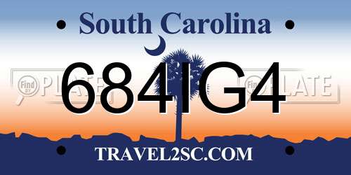 684IG4 South Carolina License Plate
