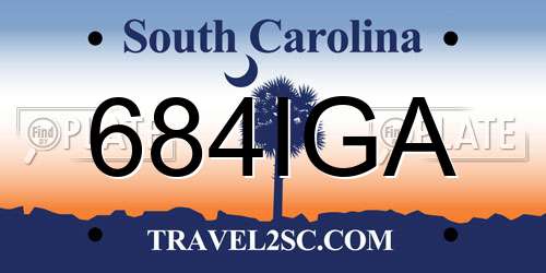 684IGA South Carolina License Plate