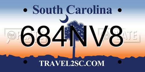 684NV8 South Carolina License Plate
