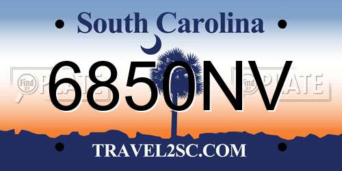 6850NV South Carolina License Plate