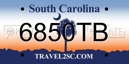 6850TB South Carolina License Plate