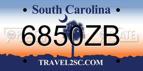 6850ZB South Carolina License Plate