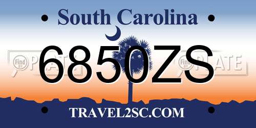 6850ZS South Carolina License Plate