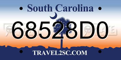 68528D0 South Carolina License Plate