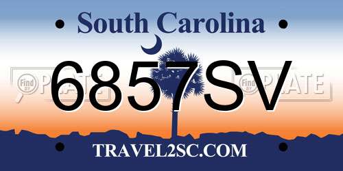 6857SV South Carolina License Plate