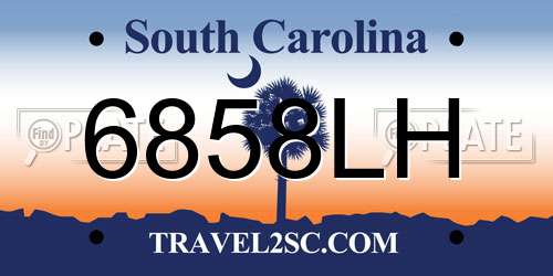 6858LH South Carolina License Plate