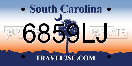 6859LJ South Carolina License Plate