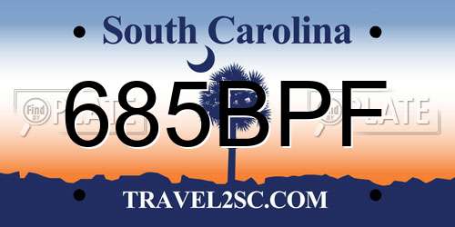 685BPF South Carolina License Plate