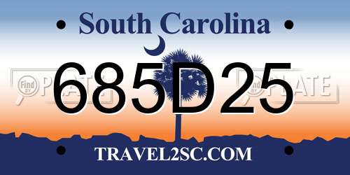 685D25 South Carolina License Plate