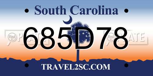 685D78 South Carolina License Plate