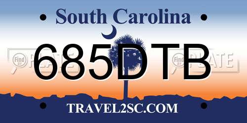 685DTB South Carolina License Plate