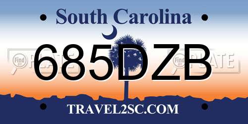 685DZB South Carolina License Plate