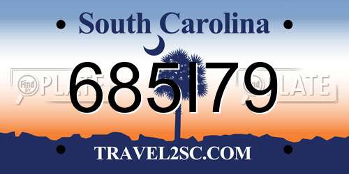 685I79 South Carolina License Plate