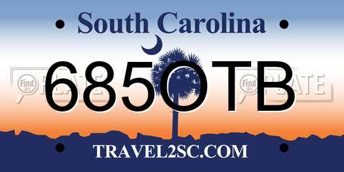 685OTB South Carolina License Plate