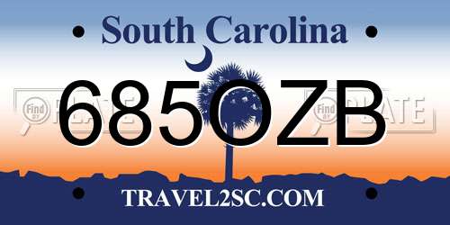 685OZB South Carolina License Plate