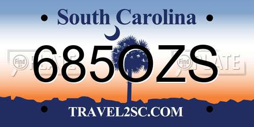 685OZS South Carolina License Plate