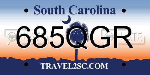 685QGR South Carolina License Plate
