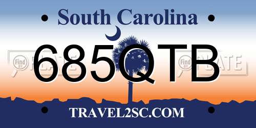 685QTB South Carolina License Plate