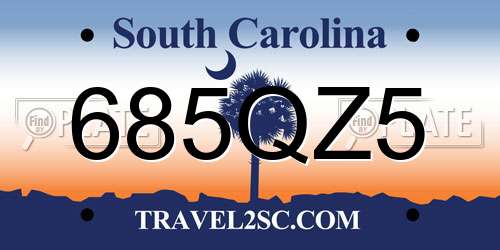 685QZ5 South Carolina License Plate