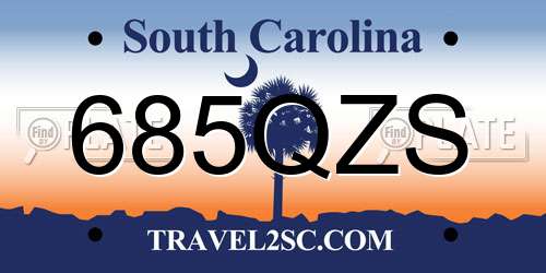 685QZS South Carolina License Plate