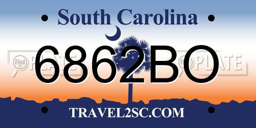 6862BO South Carolina License Plate