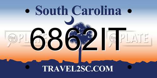 6862IT South Carolina License Plate
