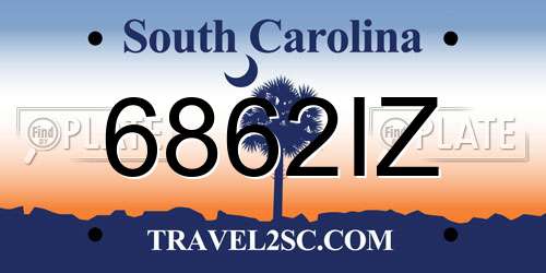 6862IZ South Carolina License Plate