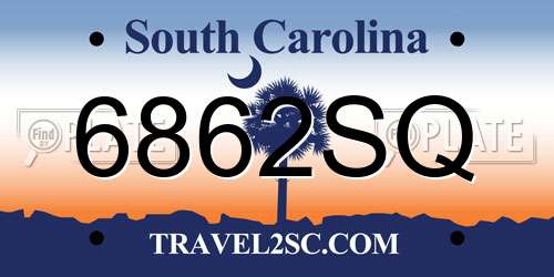 6862SQ South Carolina License Plate