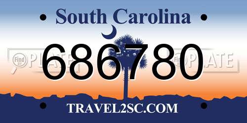 686780 South Carolina License Plate