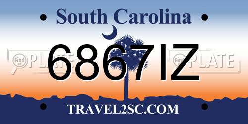 6867IZ South Carolina License Plate