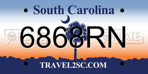 6868RN South Carolina License Plate