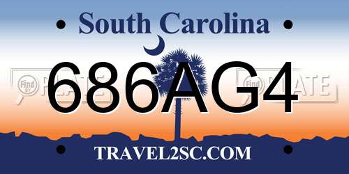 686AG4 South Carolina License Plate