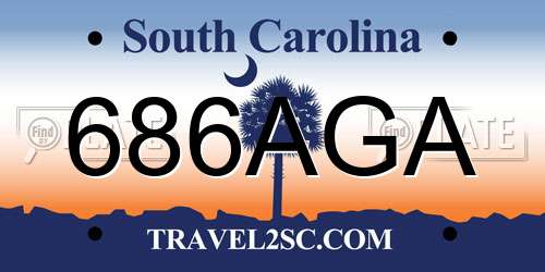 686AGA South Carolina License Plate