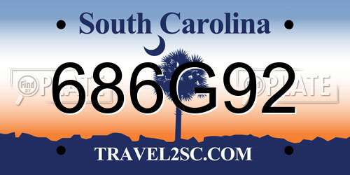 686G92 South Carolina License Plate