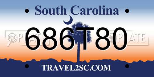 686T80 South Carolina License Plate