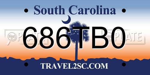 686TB0 South Carolina License Plate