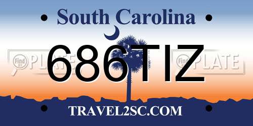 686TIZ South Carolina License Plate