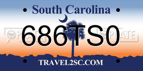 686TS0 South Carolina License Plate