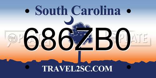 686ZB0 South Carolina License Plate