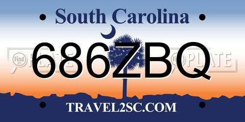 686ZBQ South Carolina License Plate