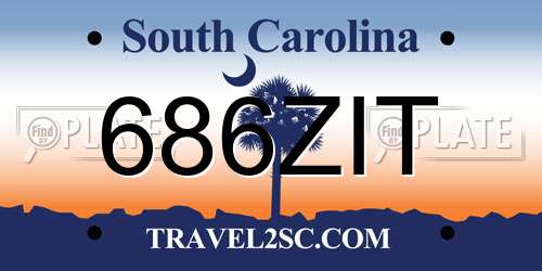 686ZIT South Carolina License Plate