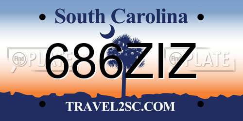 686ZIZ South Carolina License Plate
